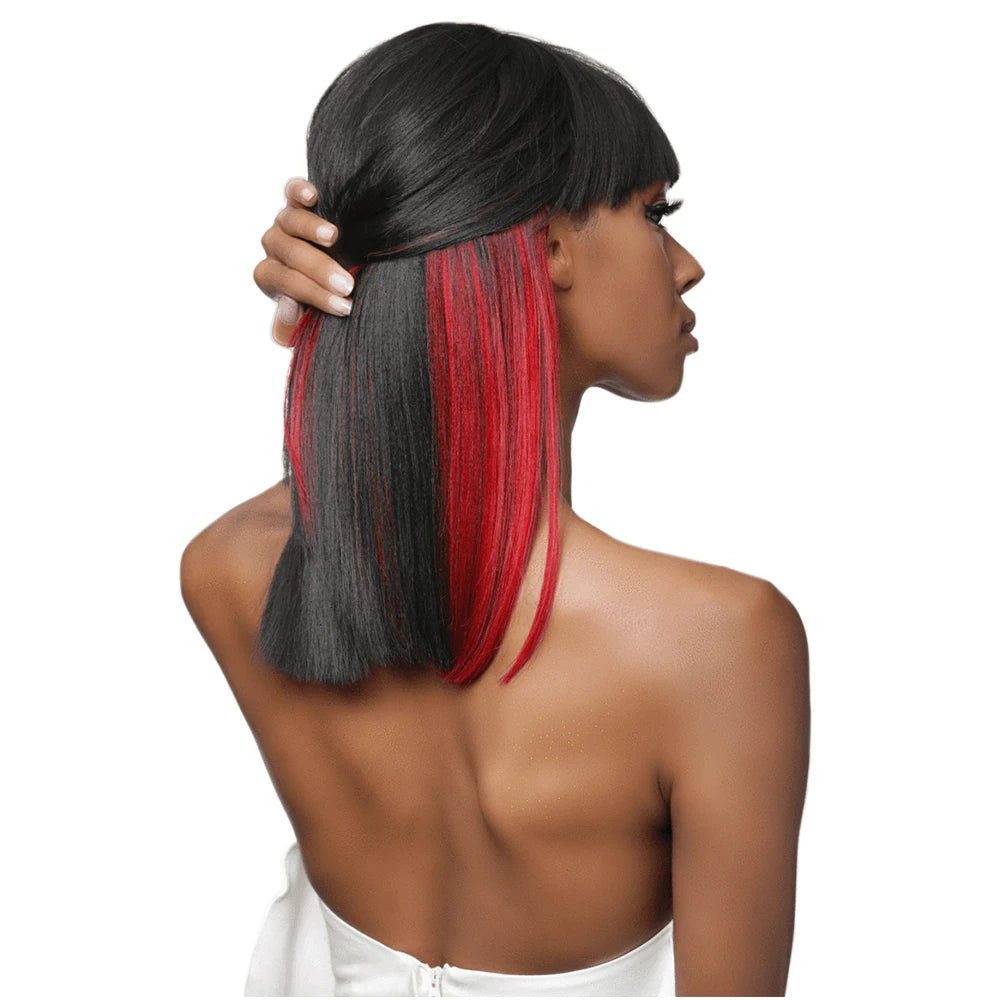 X-TRESS Mixed Colored Synthetic Hair Wigs Straight Bob Natural Hair Wigs Synthetic Middle Part Lace Front Wig for Women Daily MegaBDM