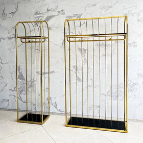 Clothes Shop Customized LOGO Garment Rack Stand Shelf Golden Clothing Rack Display Racks for Clothing Store