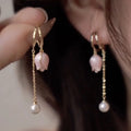 2022 Luxury Jewelry 18K Gold Plated Flower Drop Earrings Shiny Micro Pave Zircon CZ Tulip Flower Stud Earrings for Women