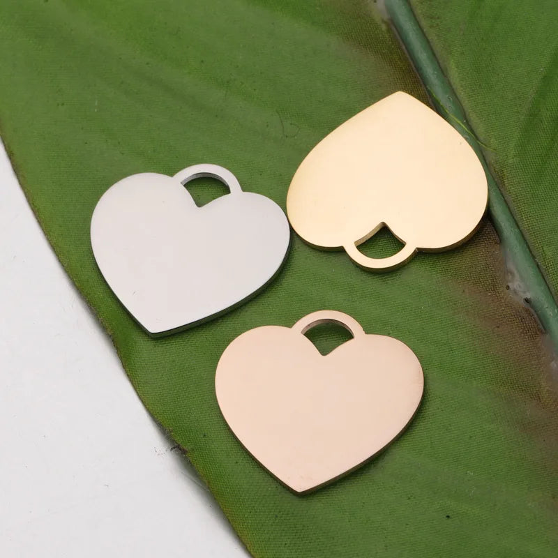 Mirror Polished Big Size Stainless Steel Jewelry 25MM Heart Pendant Charms for Jewelry Making Couple Jewelry Tags