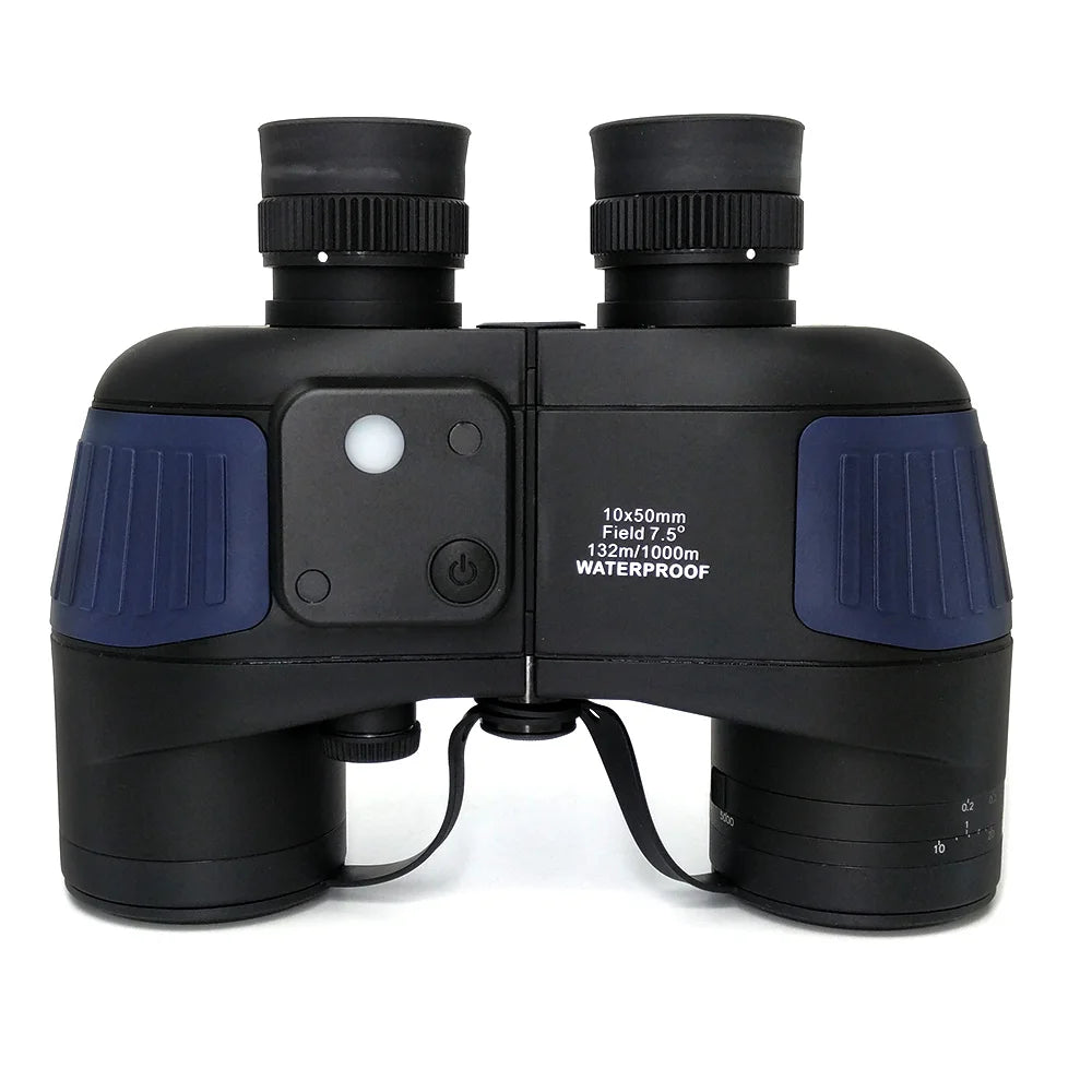 Marine Binoculars 10x50 Waterproof Compact Professional for Adults Rangefinder Compass Navigation Center Focus 25x Brightness