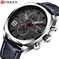 CURREN 8324 Mens Watch Chronograph Waterproof Top Luxury New Leather Wrist Watch