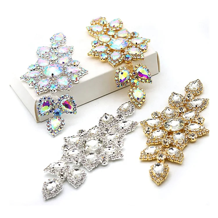 Custom Bodice Crystal Sew on Rhinestone Applique for Wedding Dress Belt Chain Applique Motif