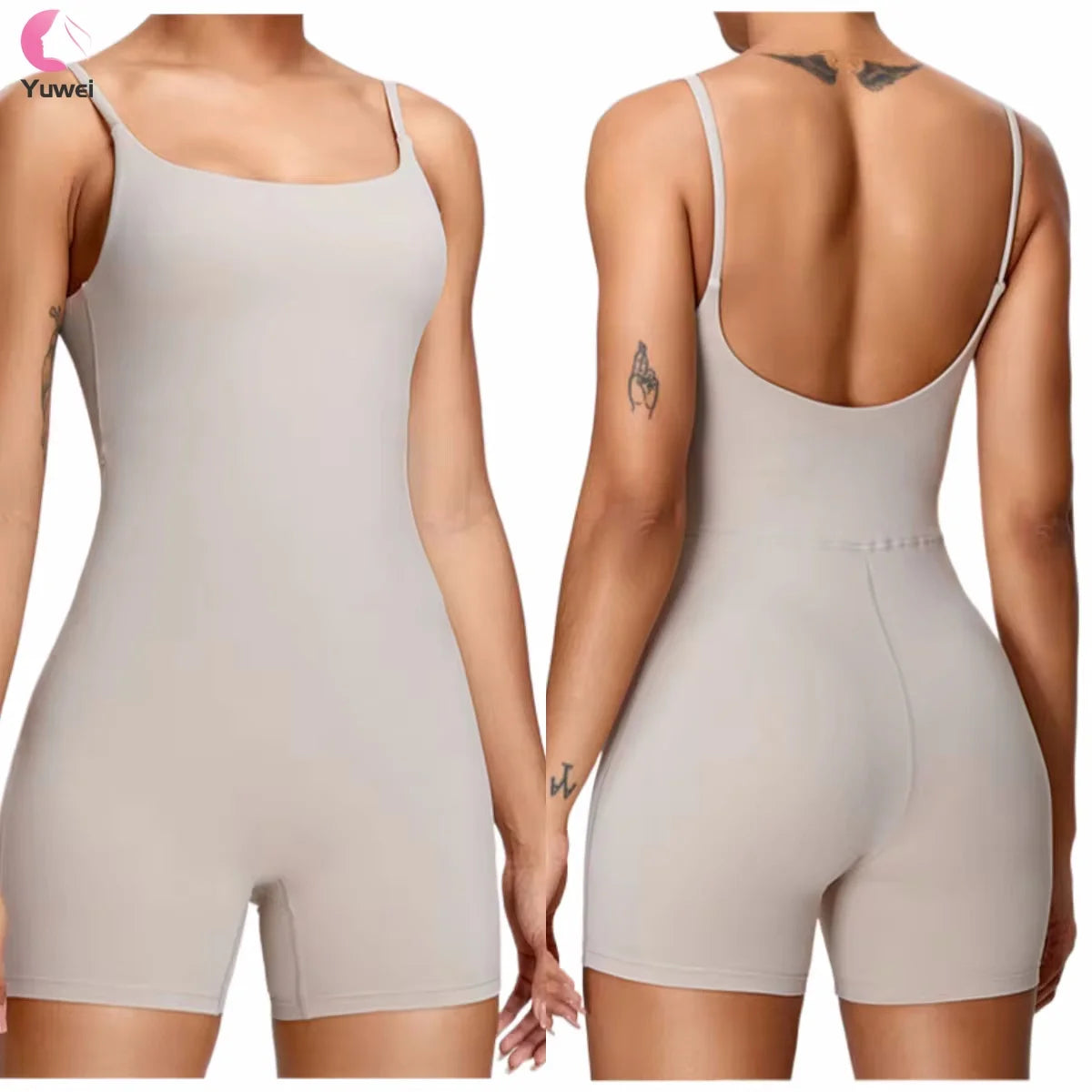 Women's Seamless Sport Jumpsuits Bodysuits & Yoga Rompers One Piece Shorts Sleeveless Backless Bodysuit Outfit
