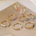 Simple Style Brass Pave Geometric Zircon Open Adjustable Ring Enamel Diamond Ring for Women