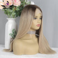 Israel Salon Rooted Blonde Highlights Color Remy European Human Hair Flat Swiss HD Lace Top Jewish Wig Kosher Wigs
