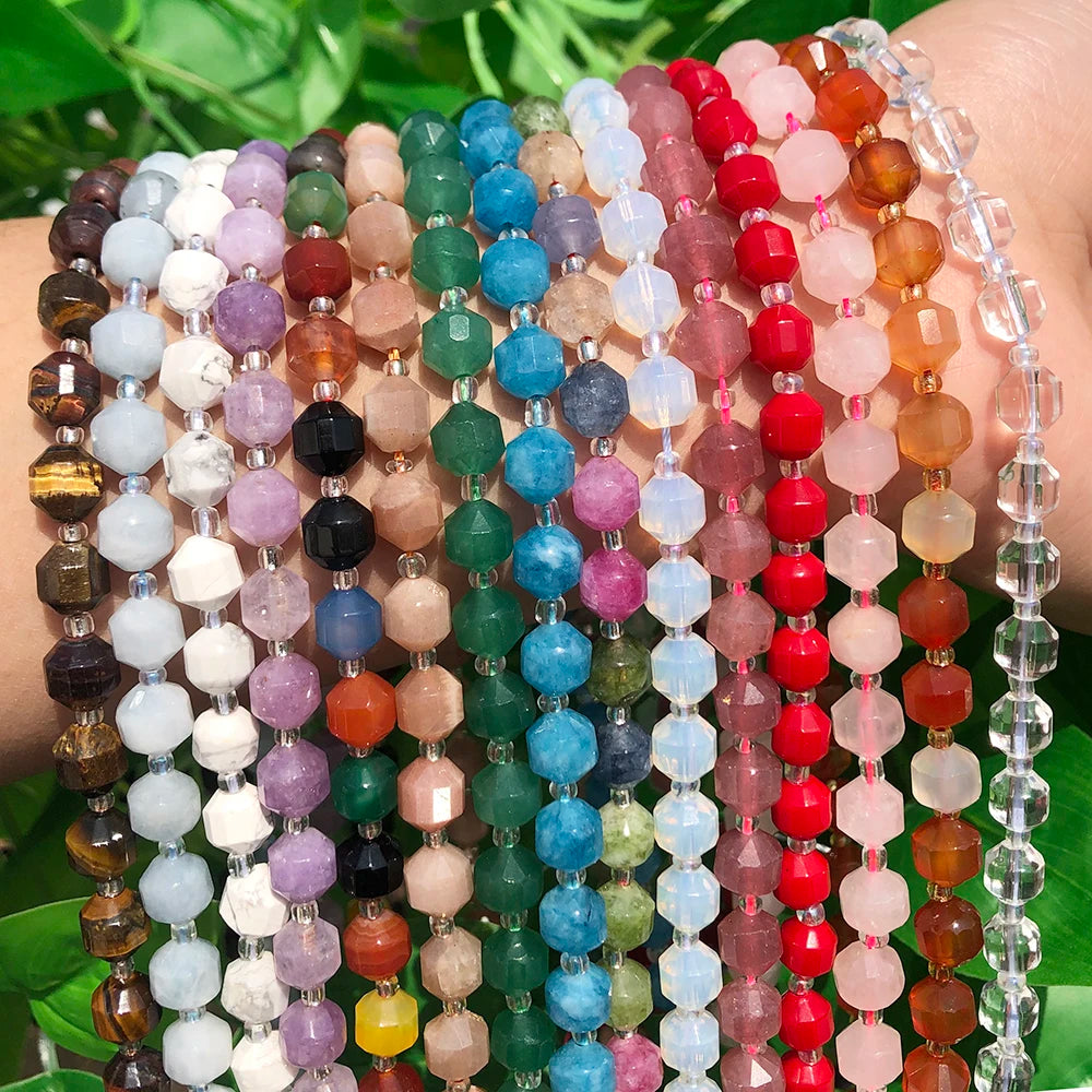8/10mm Olive Shape Faceted Agate Tiger Eye Peridot Aquamarine Natural Semi Gemstone Beads 15Inches for Jewelry DIY Making