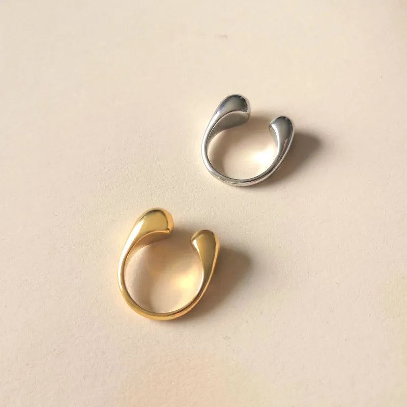 DAIHE New Minimalist Fashion Geometric Water Drop Ring Simple Open Adjustable Finger Rings for Women
