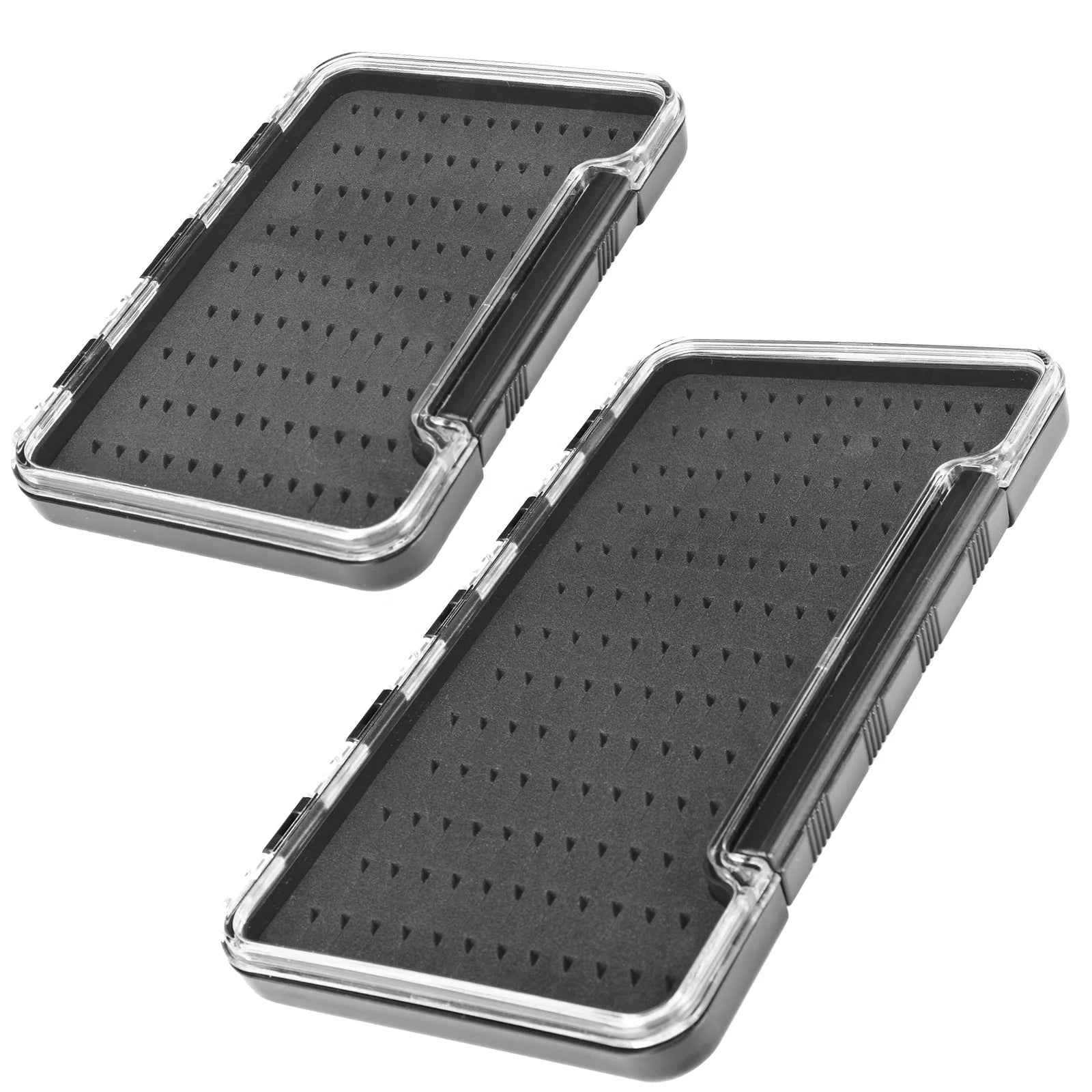 OEM Ultra-Thin Black Triangle Fly Fishing Boxes Waterproof Foam Plastic Pocket Size for Stream Lake River Fishing