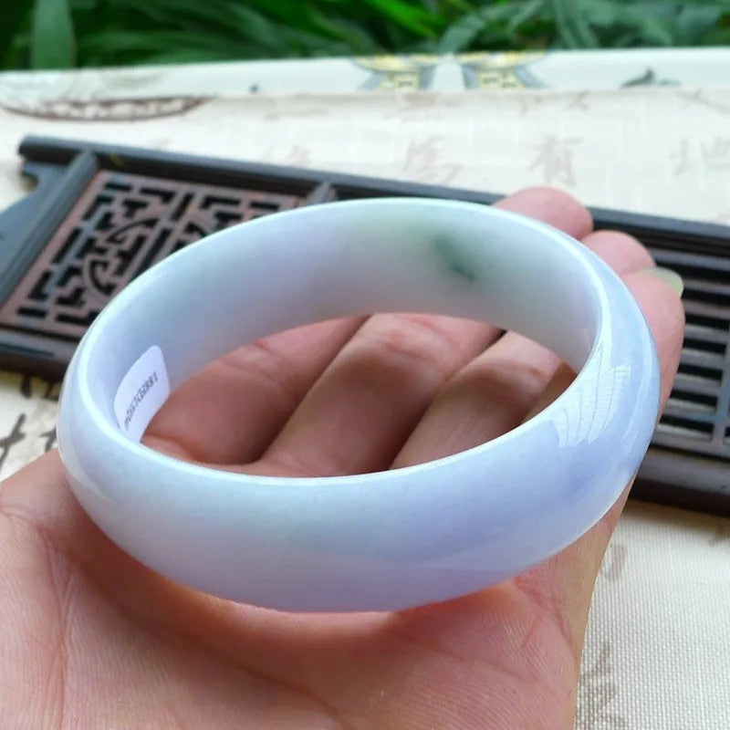 Natural Jade Bangle Authentic Burma Jadeite Purple Lavender Spring Color Violet Jade Bangle