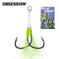 HK009 Luminous Flasher Double Barbed Cast Long Jig Assist Hook Thread Feather High Carbon Steel Jig Lure Sea Fishing Hooks