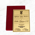 Luxury 5X7 Inches Gold Mirror Acrylic Invitations Handmade Burgundy Velvet Hardcover Boxes Black Foil Music Angel Wedding