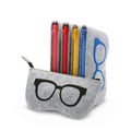 Portable Gray Felt Zipper Eyeglass Case Fashionable Rectangle Sunglasses Case Optical Eyewear Storage