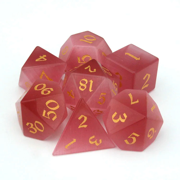 Custom D20 Ruby Natural Gemstone Dice Set Engraved Grain Patterns Logo Wood and Stone Polyhedral for Game and DND Use