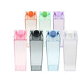 Fashion Cute 500ML square Plastic Bottle Eco Acrylic clear Milk Carton Drinking Water Bottles with Custom logo