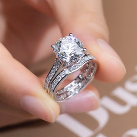 MSR-1386 Wholesale Price 18K Gold Stackable Ring Jewelry 3.1CT Round Lab Grown Diamond Ring