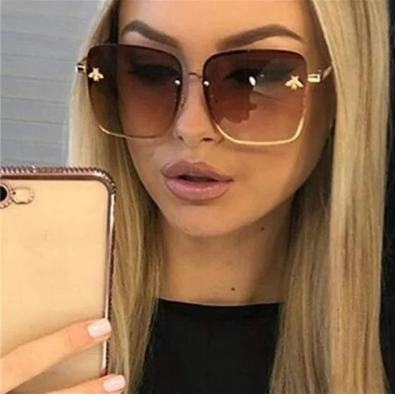 Wholesale Luxury Brand New Fashion Square Lady Bee Sunglasses Women Summer Sunglasses for Ladies