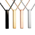 Factory Outlet Cheap Custom Rectangular bar Style Personalized Multicolor Stainless Steel Blank bar Necklace for Engraving
