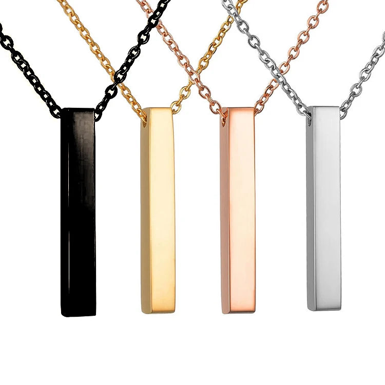 Factory Outlet Cheap Custom Rectangular bar Style Personalized Multicolor Stainless Steel Blank bar Necklace for Engraving