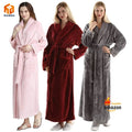 Custom Extra Long Coral Fleece Flannel Bathrobe Thick and Warm Thermal Microfiber for Women for Winter Hotel Sleepwear
