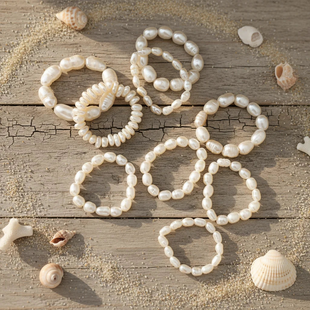 Customized Natural Freshwater Pearl Rings Adjustable Rice Pearl Elastic Ring Simple Women's Antique Pearl Natural Rings