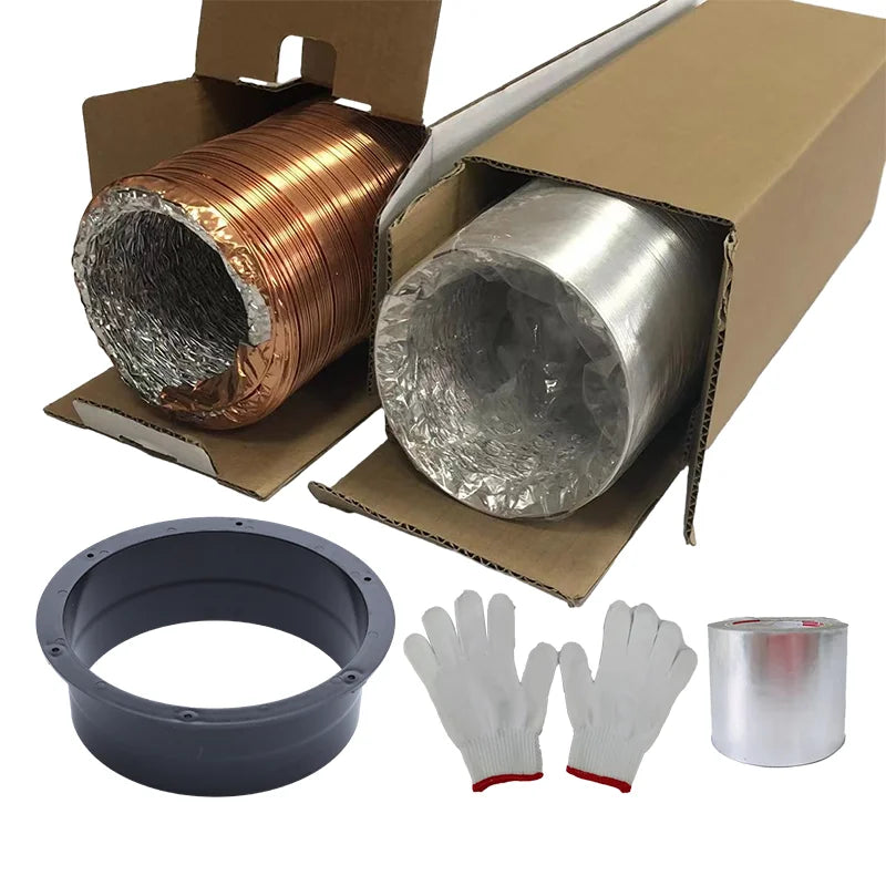 Durable Flame Retardant Fireproof Exhaust Ventilation System Flexible Aluminum Duct Black Straight Flange Pipe 4-Inch Connector