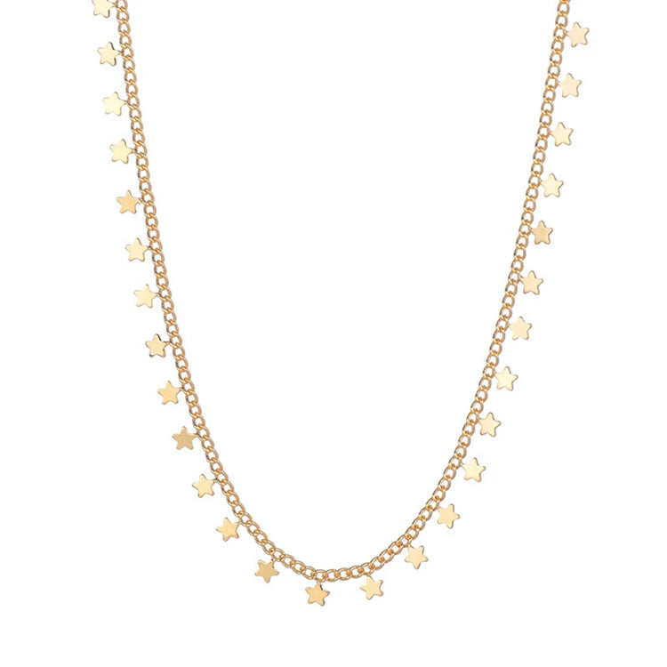 Custom Fancy Star Luxury Girls Stainless Steel Layer Gold Necklace Jewelry