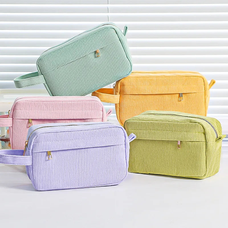 Fashion Simple Large Capacity Stationery Bag School Corduroy Pencil Case for Students