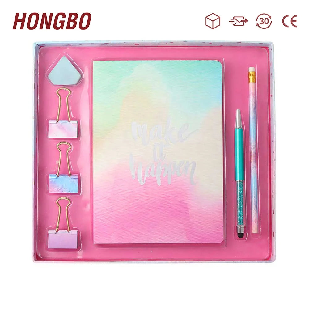 Academic Gift Box Set for Students A5 Size Business-Style Notebooks Pens Pencils Erasers Clips Organizer School Supplies