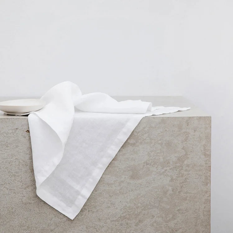 Wholesale Modern White 100% Pure French Linen Feel Wedding Dinner Cloth Table Napkins Kitchen Restaurant Wedding Decoration