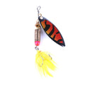 Wholesale SP030 6.7cm 6g Metal Spinner Bait Rotating Spoon Fishing Lure with Feather Treble Hook