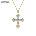 LUOTEEMI Bling Necklace Woman Designer Jewelry Jewellery Accessory Charm Trendy Chain Cute Cross Pendant