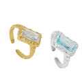 Wuqie 2021 New Design 925 Sterling Silver Gold Plated Geometric Ring Gemstone Jewelry Adjustable Ring