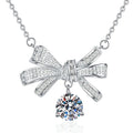 Light Luxury Moissanite Bow Pendant Necklace for Women Party 2Carat Moissanite Necklace Temperament Jewelry