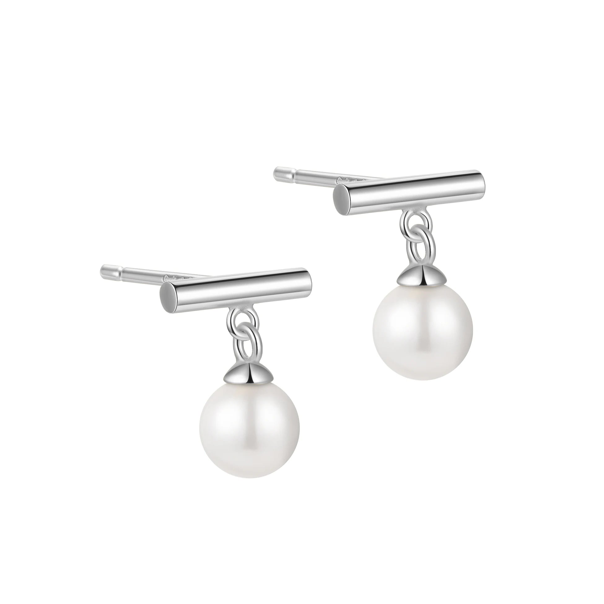 Shell Pearl Stud 925 Sterling Silver Cylinder Geometric Earrings Set for Women Hypoallergenic Fine Jewelry Wholesale