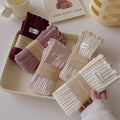Solid Color Wave Rimmed Cotton Long Crew Ribbed Socks With Ruffles for Lady