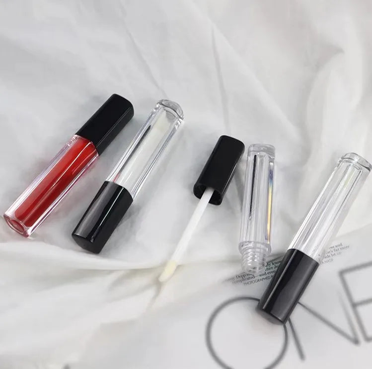 2ml Mini Square Shape Black Empty Plastic ABS Lip Gloss Tube Makeup Packaging with Brush  Lipstick  Cosmetic Container