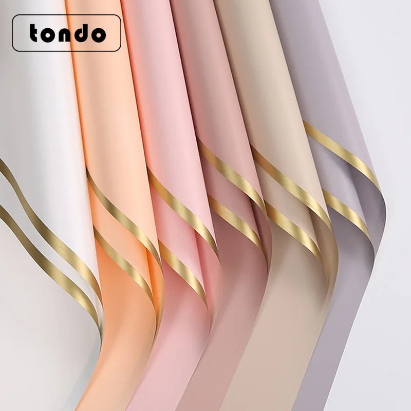 Tondo Factory Direct Price  Waterproof Gold Side Korean Flower Wrapping Paper for Flower
