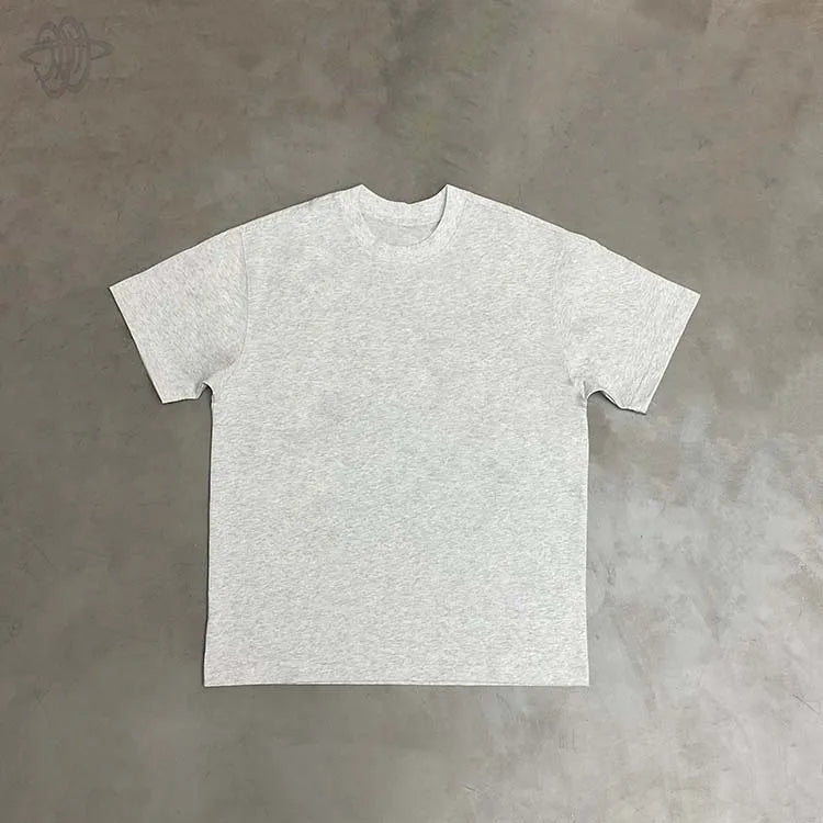 Men's Trendy Brand Custom Logo T-Shirt Heavyweight 100% Cotton 300 Gsm White Solid Pattern for Puff Print Knitted Fabric