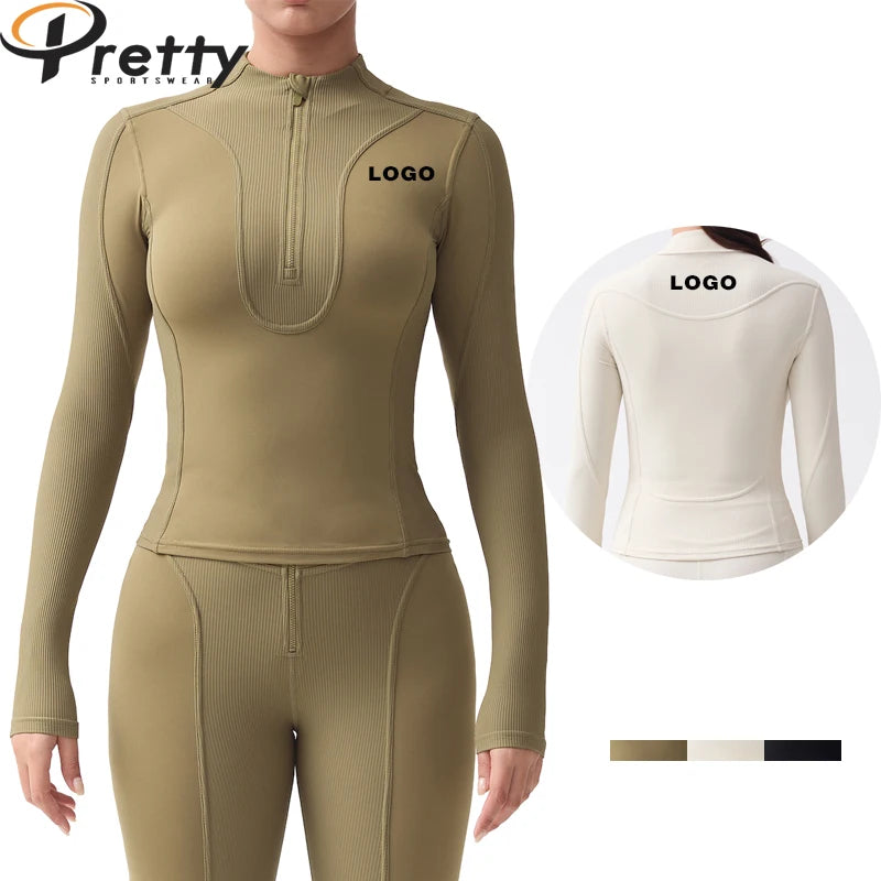 Ski Underwear Women's Jackets Pullover Fitness Yoga Wear Running Sports Top Half Zipper Jacket Gym Fitness Sets for Adults