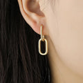 X090 Wholesale Copper Gold Plated Earrings Women's Simple Double Oval Geometric Dangle Hoop Earrings Fashion Jewelry