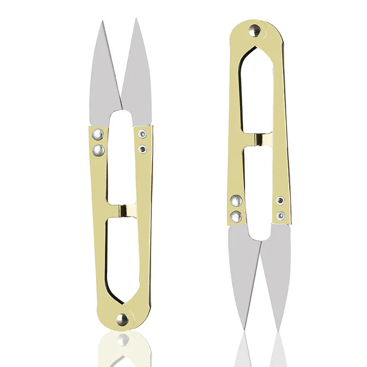 Stainless Steel U-Shaped Thread Clippers Sharp Tip DIY Sewing Embroidery Cutter Cross-Stitch Thread Cutter Metal Handle Scissors