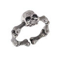 New Arrival S925 Silver Men and Women Skull Opening Adjustable Ring Rock Gothic Style Skull Ring Jewelry