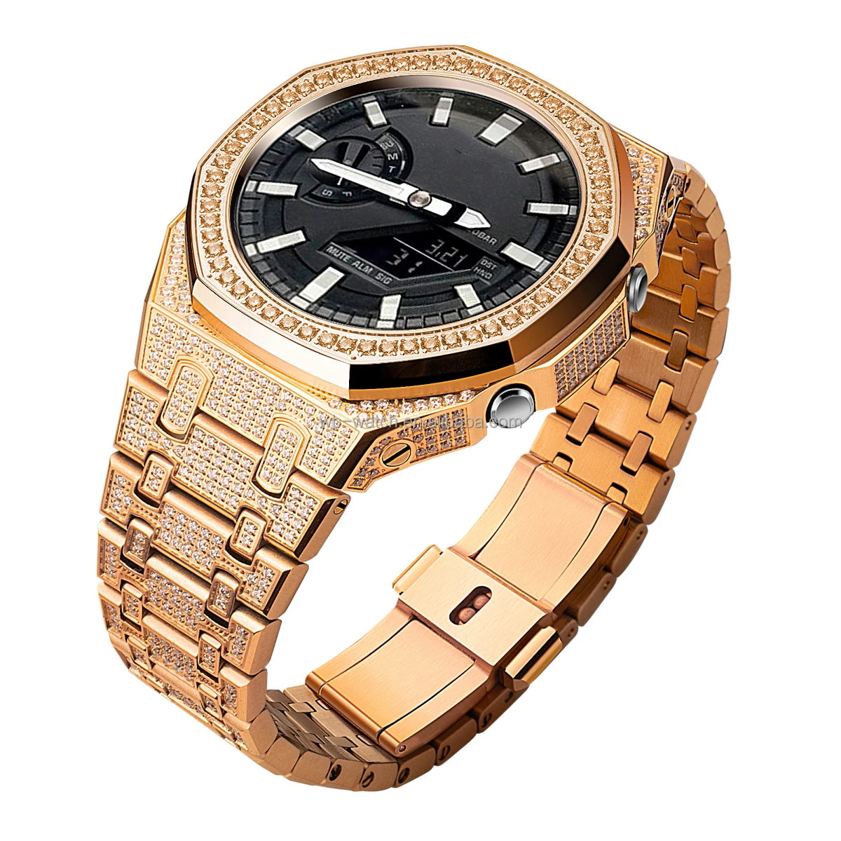 Stainless Steel Watch Strap G Shock Ga 2100 Metal Watch Case Diamond Mod Kit Band for Casiaok G Shock 2100 Bezel Watch