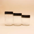 1oz 2oz 3oz 4oz Wide Mouth Empty Glass Jar Black Smooth Childproof Lid Glass Jar Glass Cosmetic Cream Jar Packaging