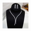 Latest Fashion Wedding Engagement Party Costume Jewelry Women Bridal Girls Luxury Silver Zircon Necklace and Earrings Sets