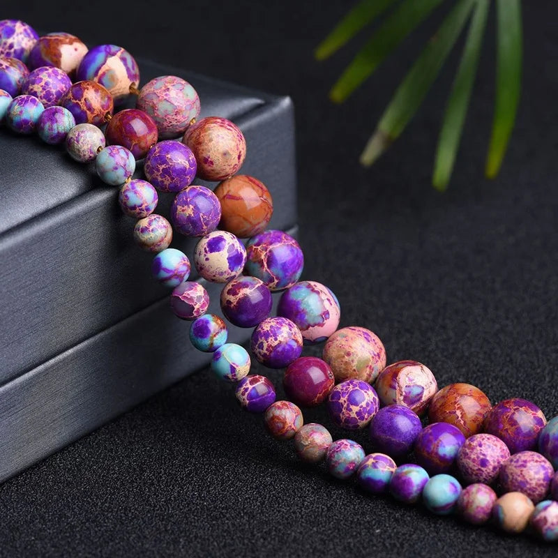 Natural Purple Sea Sediment Jasper Round Beads Sediment Jasper Stone Beads for Jewelry Making Bracelet Jewellery 6 8 10mm