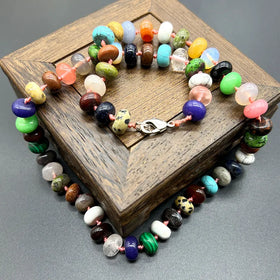 Natural Crystal Stone Necklace Multi-Gemstone Necklace Women Layering Jewelry