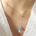40+5 CM  Wholesales AAA Natural Freshwater Baroque Pearl Pendant Choker Necklacestainless Steel PVD 18k Gold Plating Waterproof