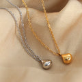 9mm*11mm Waterdrop Pendant Stainless Steel Necklace Chubby Geometric Necklaces for Women Non Tarnish Minimalist Simple Jewelry